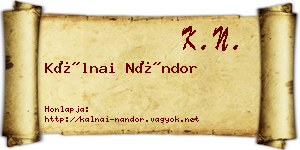 Kálnai Nándor névjegykártya