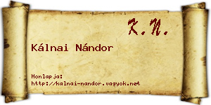 Kálnai Nándor névjegykártya